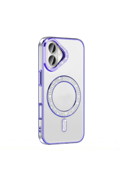 iPhone 16 Case Karetta Diamond Stone Patterned Magsafe Cover